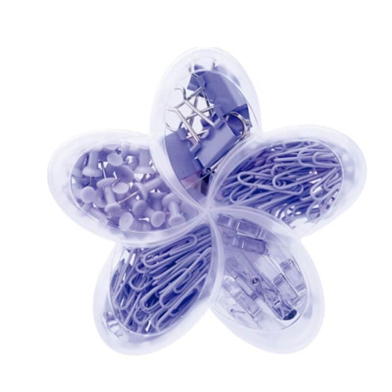 Flor De Lotus Lilás Com Binder Percevejos Clips E Elásticos Molin