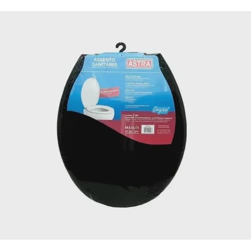 Assento Sanitário Oval Almofadado Astra Preto