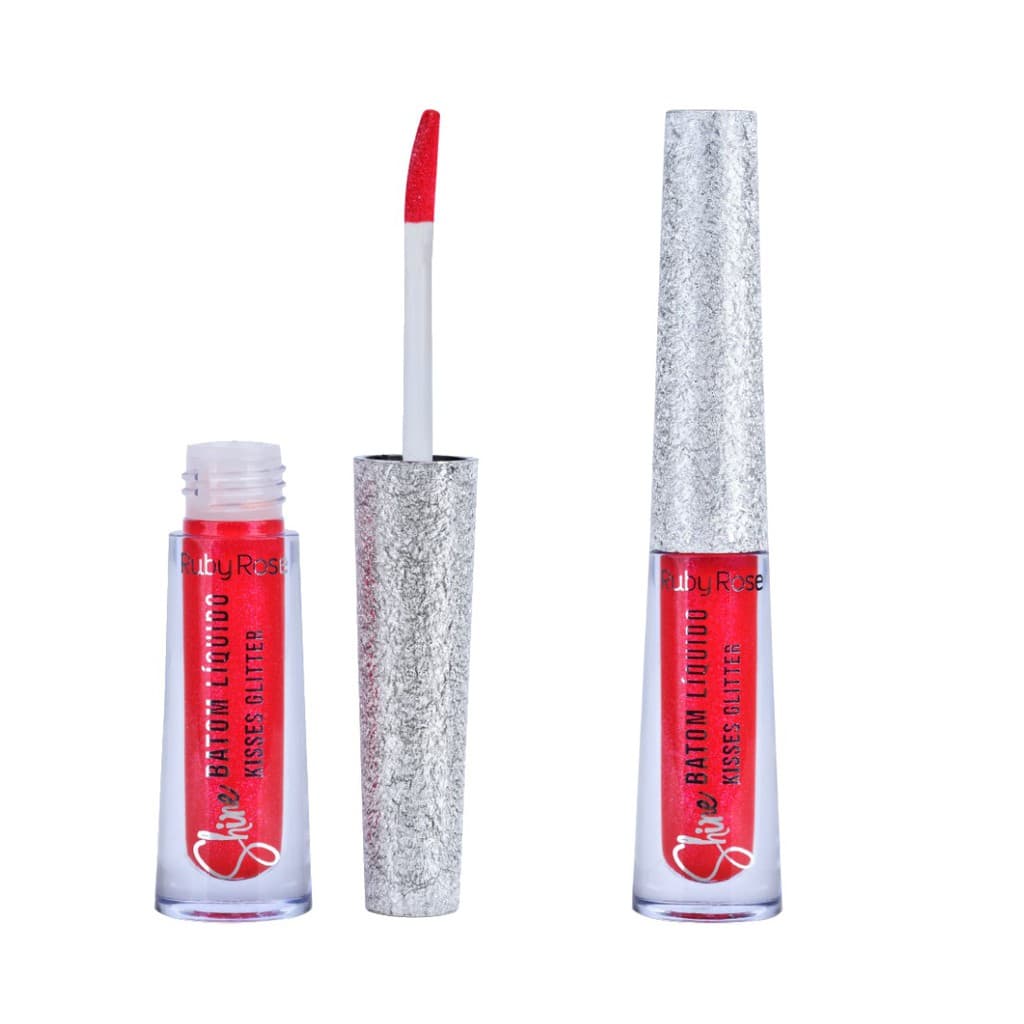 Batom Liquido Shine Kisses Glitter - Ruby Rose