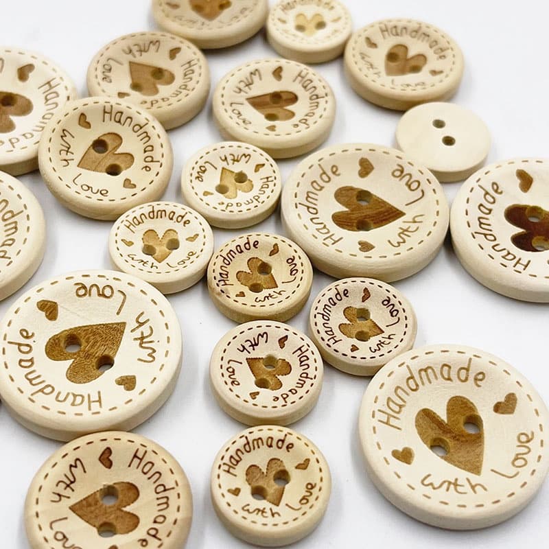 50 Pçs 15mm/20mm/25mm Coração Botões De Madeira Costura Scrapbooking Handwork Casa Roupas Decoração Decorativa Artesanal