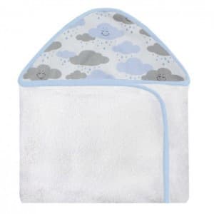 Toalha Com Capuz Estampado Nuvem Azul Forrada Com Tecido Toalha Fralda 100% Algodão