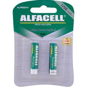 Pilha Recarregável Palito AAA Com 2 Unidades 1200mAh Alfacell