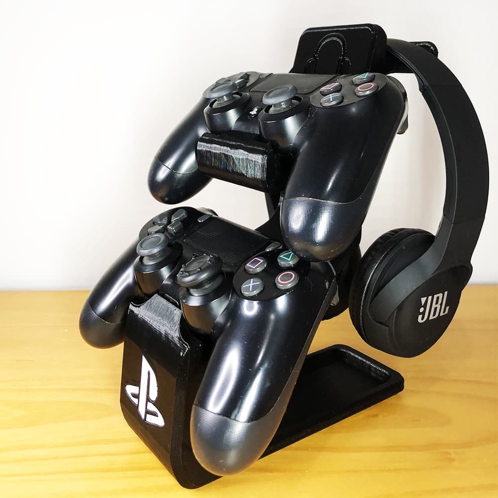 Suporte para 2 controles de PlayStation + Suporte Fone de ouvido/HeadPhone/HeadSet