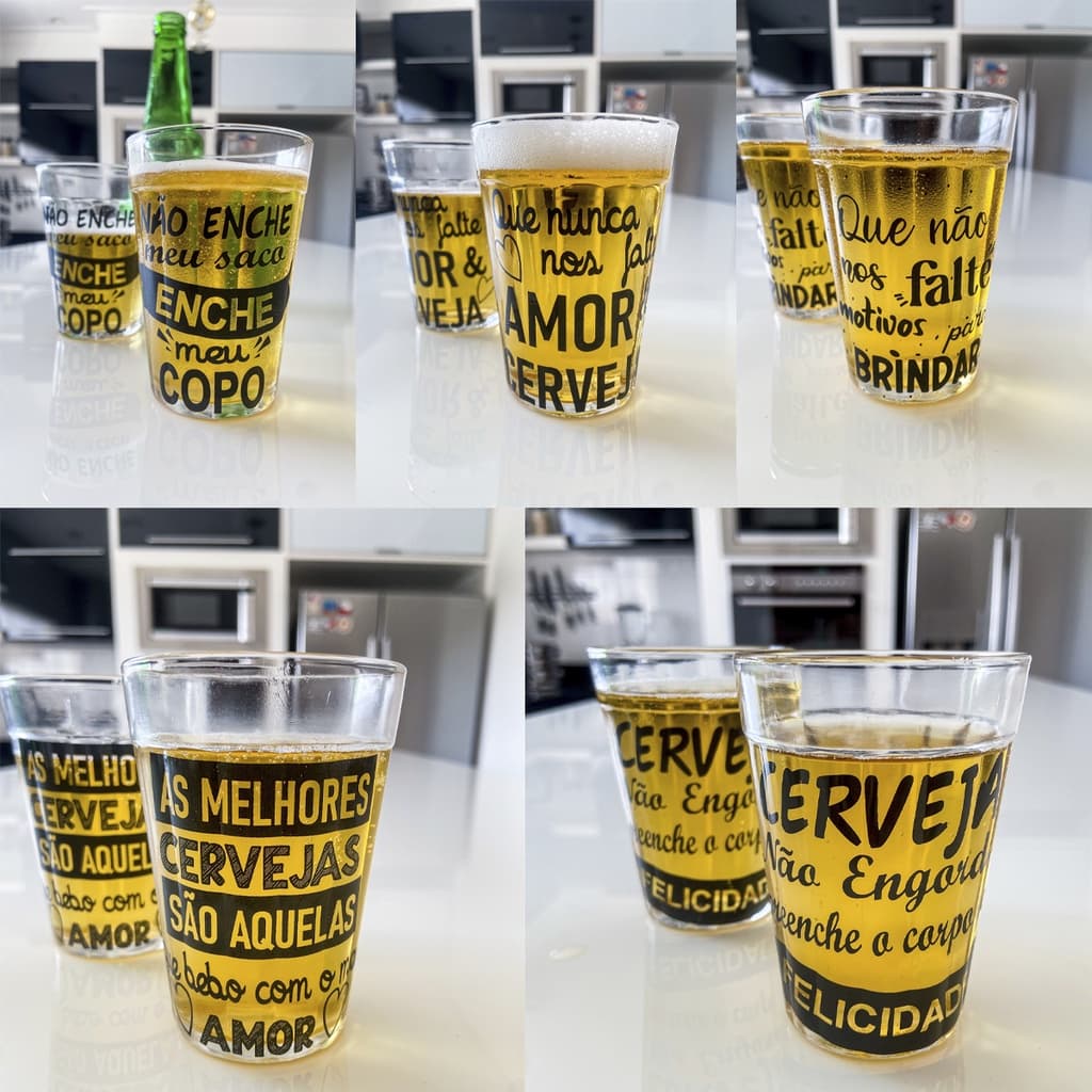 Kit De 2 Copos Americanos De 190ml Personalizado De Vidro Com Frases