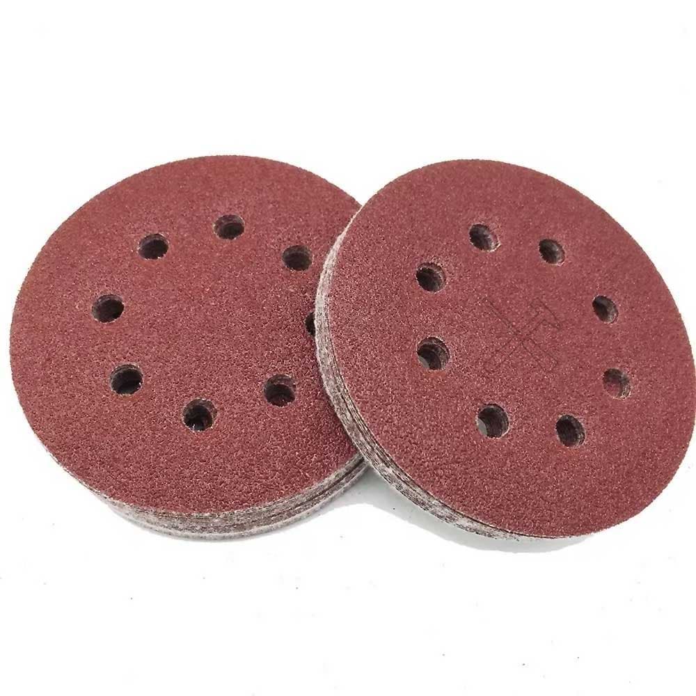 10 Discos Lixa Pluma 125mm 8 Furos - Orbital grão 100 - Disflex - Marrom