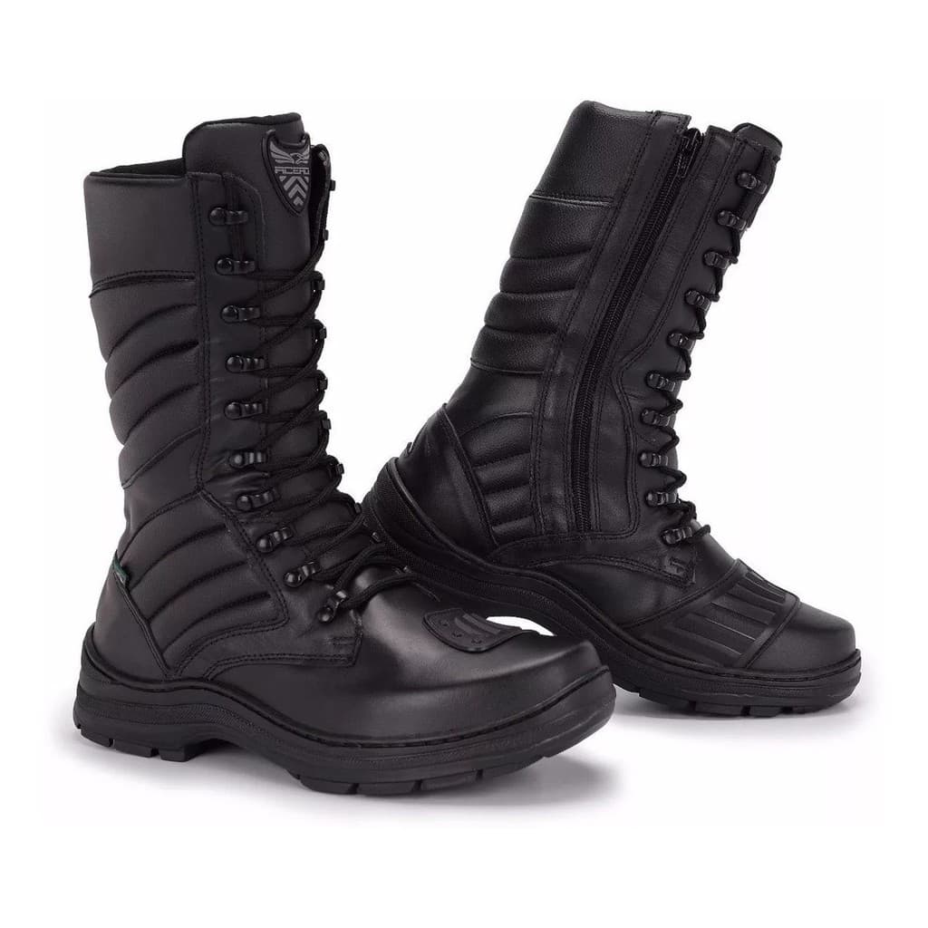Bota Coturno Acero Militar Tático Motociclista Cano Alto