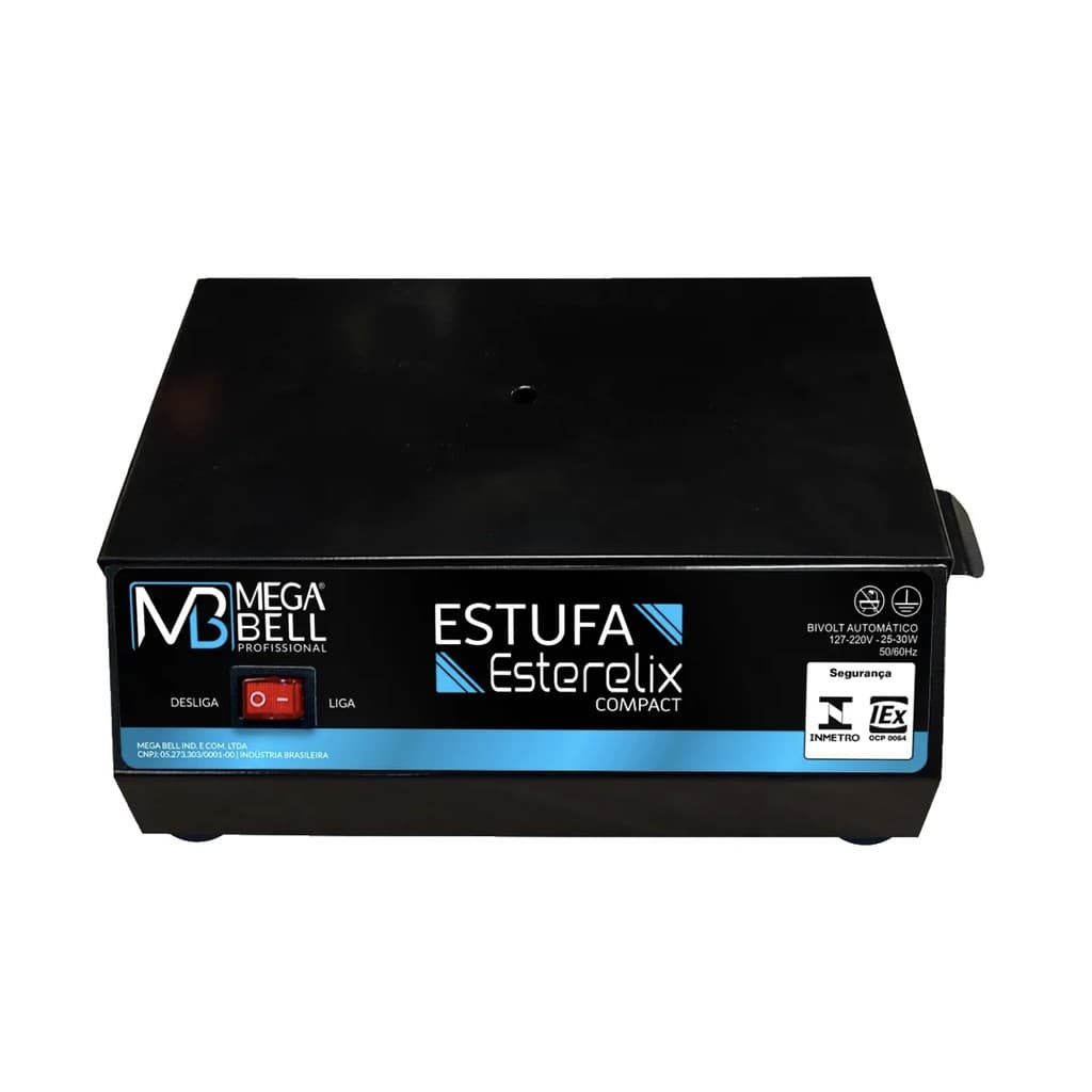 Estufa Esterilizadora Mega Bell  Preta Bivolt – Profissional para Alicates, Manicure e Pedicure