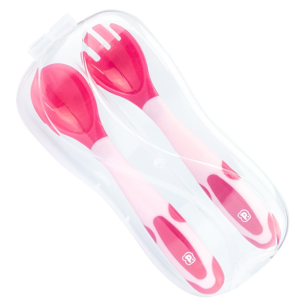 Kit Talher Colher/Garfo Flexível Termossensível Rosa Pimpolho