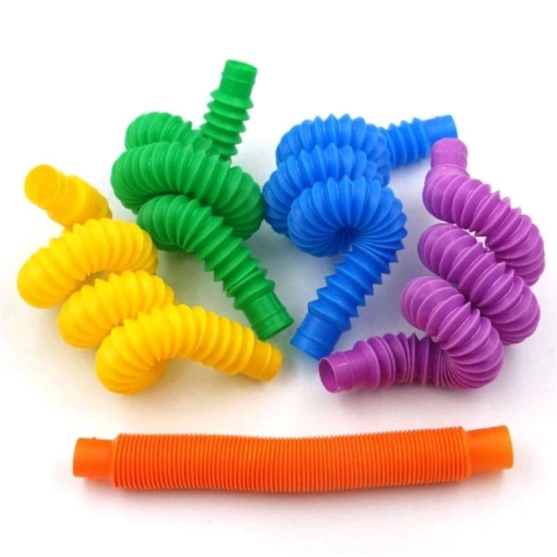 kit 2 Brinquedos Cano Telescópio Pop Tube Grande Fidget Toy Descompressão Sensorial Anti Stress E Relaxante