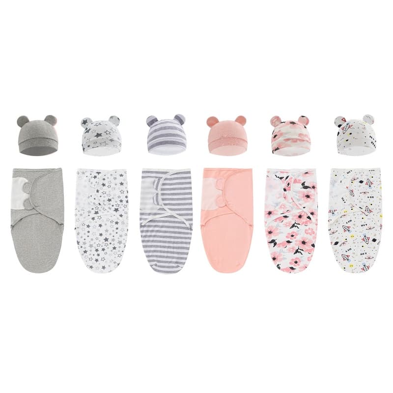 Um Saco De Dormir Do Bebê Recém-Nascido Swaddle Envoltório Chapéu Swaddles Algodão Macio Cobertor De Sono Bebês Cobertor