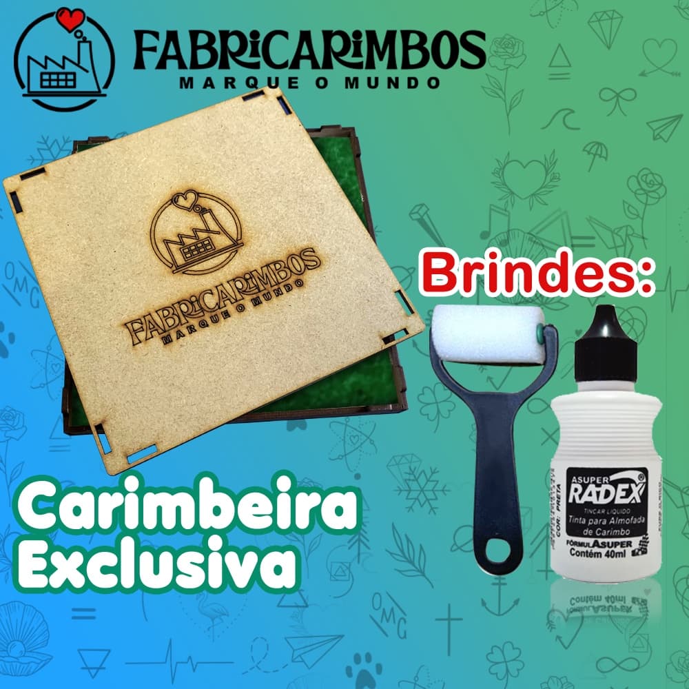 Almofada para Carimbos Grande kit carimbeira e tinta 20x20cm +tinta preta 40ml