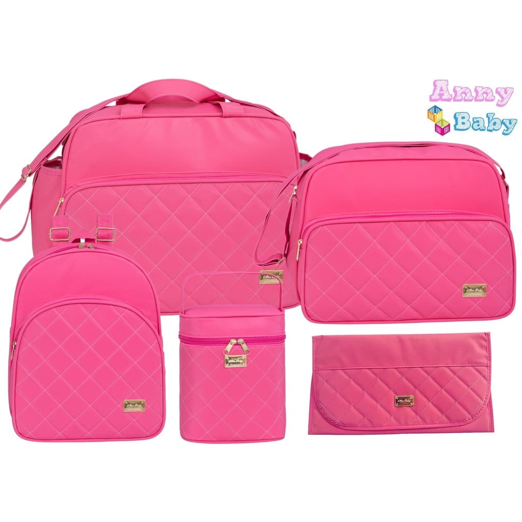 Bolsas Maternidade Composto Por Bolsa G, Bolsa P, Mochila, Porta Mamadeira e Trocador Luxo