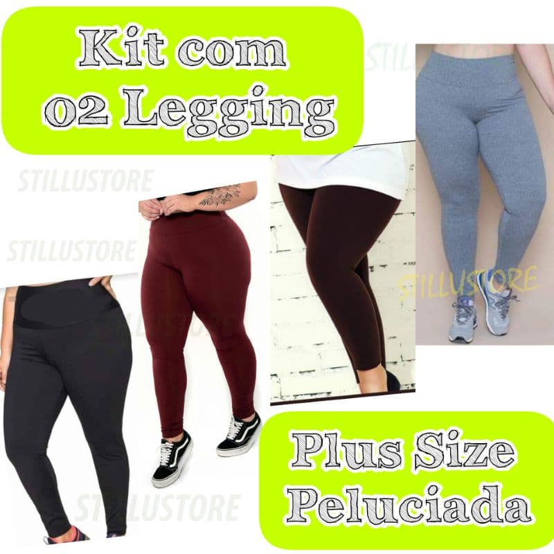 Kit com 02 Legging Peluciada Plus Size- legging lisa Básica dia a dia