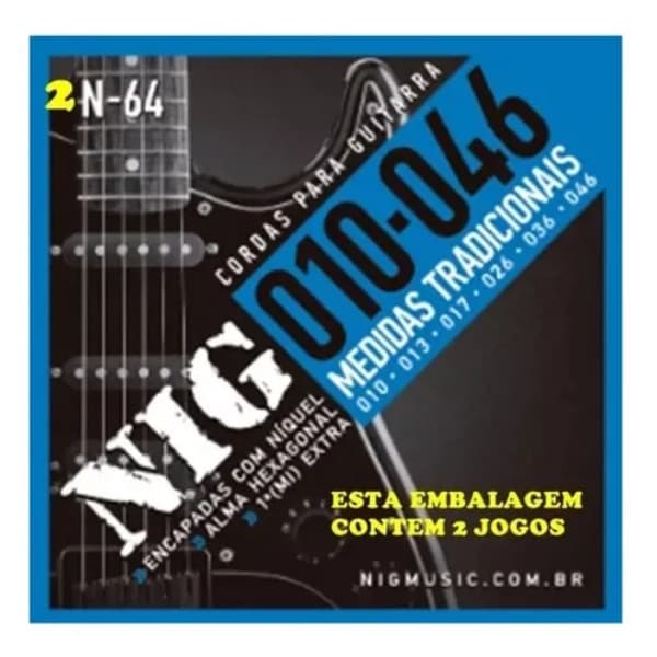 Encordoamento De Guitarra Nig Duplo 2n64 010-046 12 Cordas