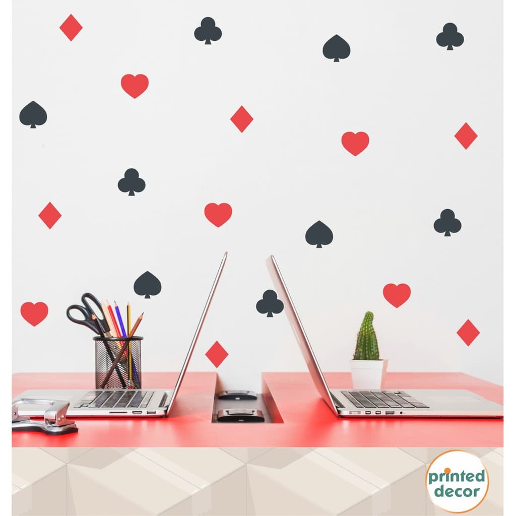 100 Adesivos Decoração De Parede Naipes De Baralho Poker 4cm