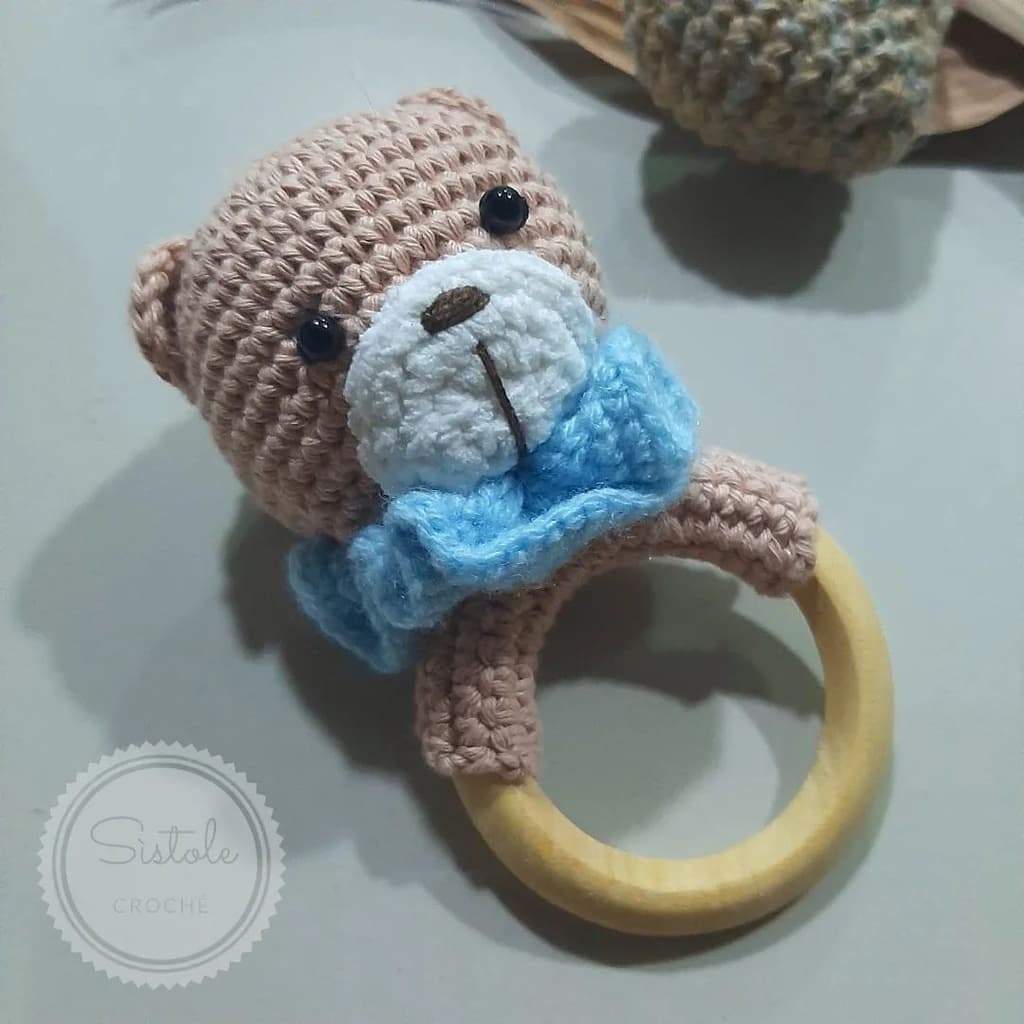 Chocalho ursinho de Crochê para bebê Urso de crochet