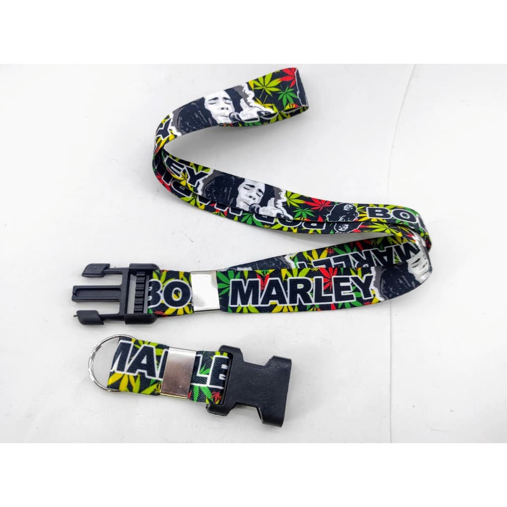 Cordão para pescoço Bob Marley chaveiro com engate rápido para moto, chaveiro ou crachá