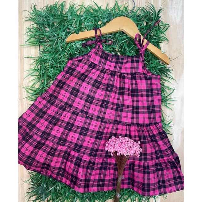 vestido xadrez infantil