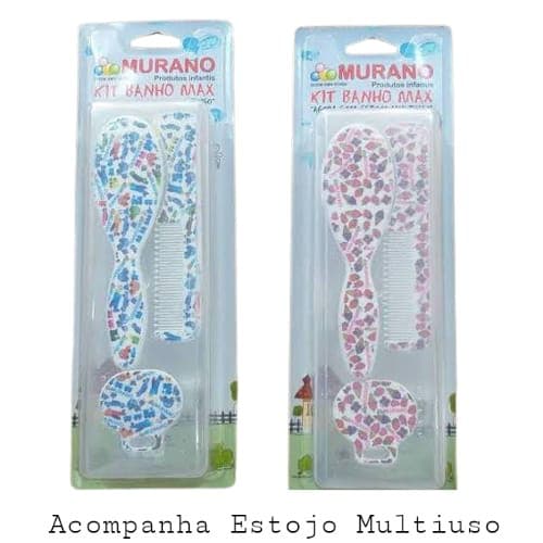 Kit Banho Max C/ Estojo Multiuso Branco Escova,pente,preendedor Chupeta(menina/ Menino)