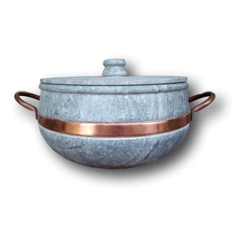 Panela De Pedra Com Alça De Cobre número 5