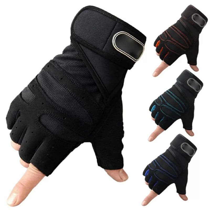 Luvas masculinas para academia sem dedos, ciclismo pro fitness, levantamento de peso,