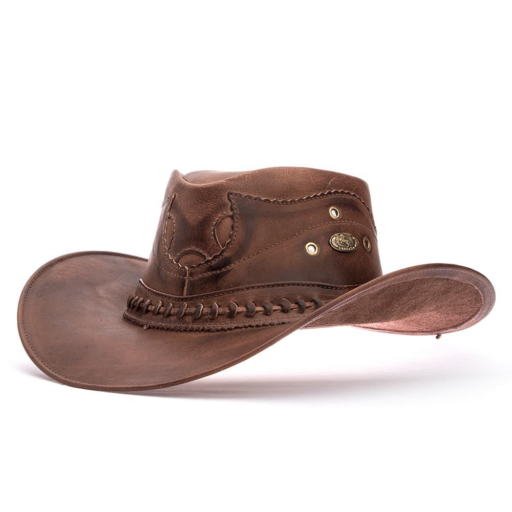 Chapéu Texano Masculino Em Couro Legítimo Country Cowboy