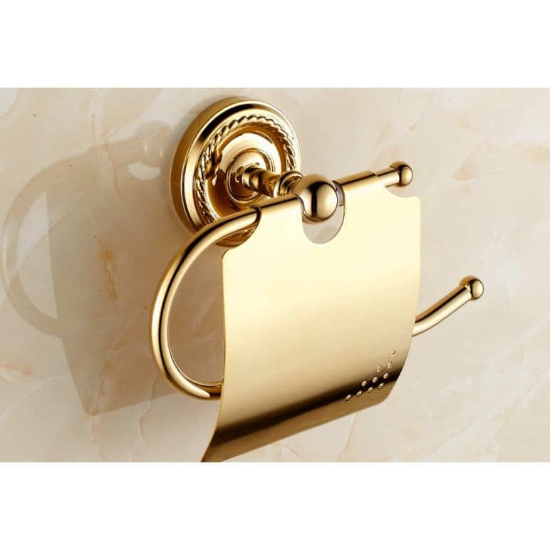 Latão Dourado Moderno Banheiro Suporte De Papel Higiênico Fixado Na Parede Rolo Rack Tecido 2ba604