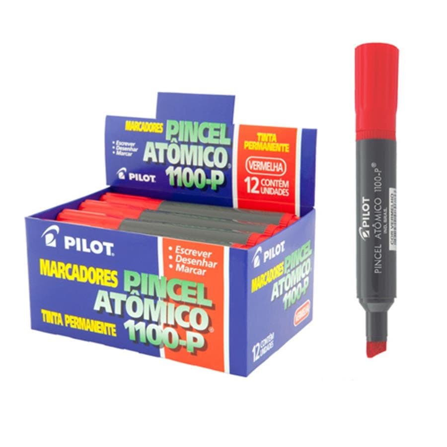 Pincel Atomico Marcador Permanente Vermelho 1100P Pilot Caixa c/12 un.