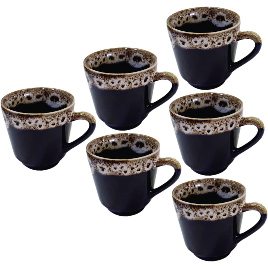 6 xícaras de chá preta com borda café 200 ml conjunto para chá caneca de porcelana