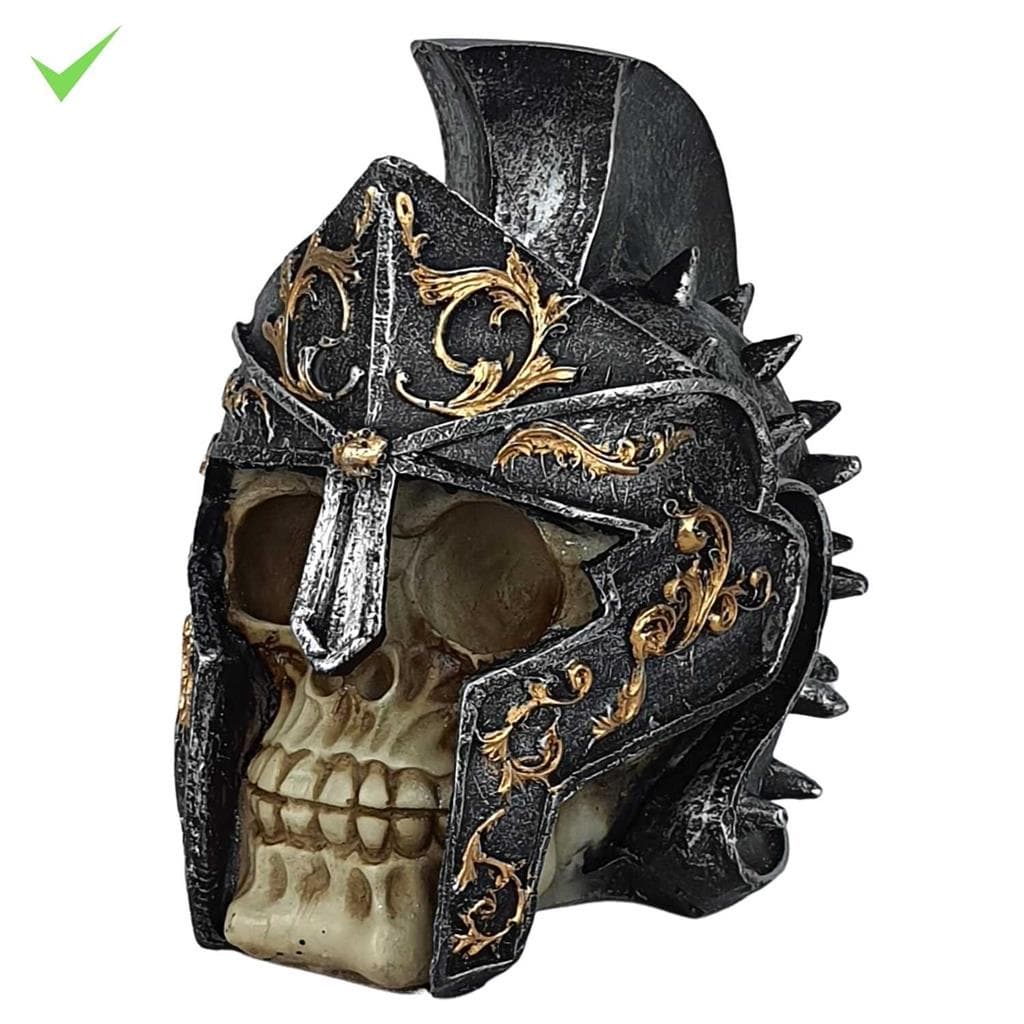 Caveira Cranio Gladiador Medieval Estatueta Halloween Resina