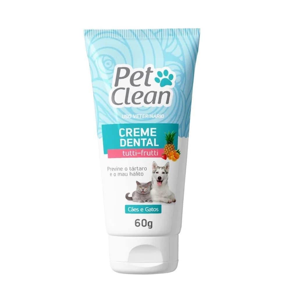 Creme Dental Pet Clean Com Sabor P/ Cães E Gatos - 60g Sabor Tutti-frutti