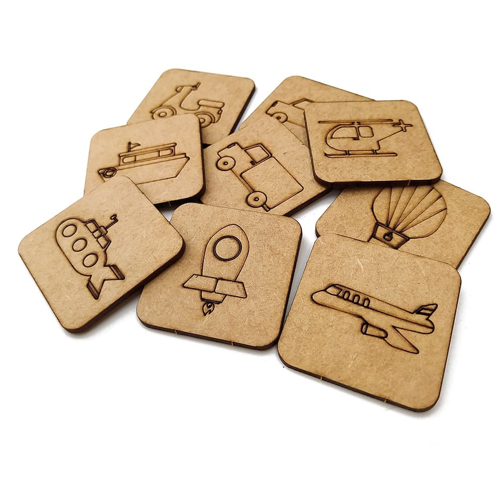 Jogo da Memória Meio de Transporte Pedagógico Crianças Mdf Cru 2,8mm - * - *