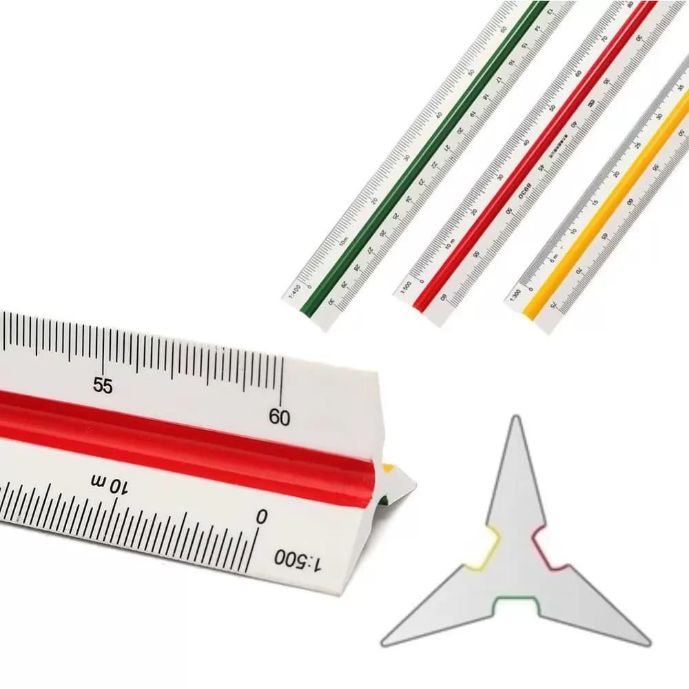 Escalímetro N°1 Régua Triangular Plástico/Metal 30cm Desenho Escalas (Desenho Técnico)