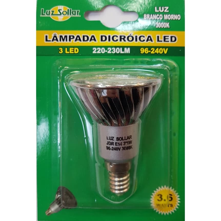 LÂMPADA LED DICROICA E-14 3.6W 3000K BIVOLT