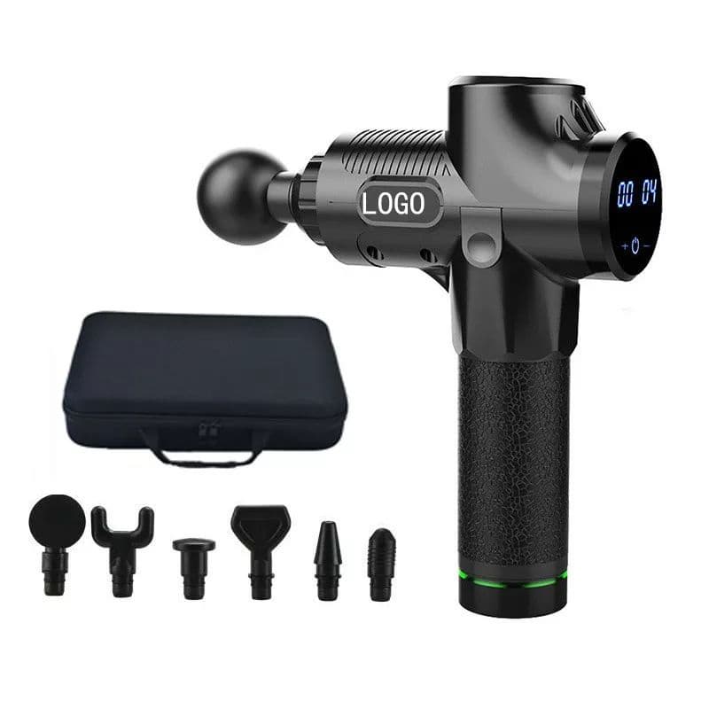 pistola massageadora profissional para relaxamento com 30 velocidades painel LCD com maleta