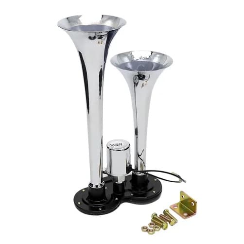 Buzina Marítima 30cm Dupla Caminhão Cromada 12/24v precisa de uma fonte de ar para seu funcionamento