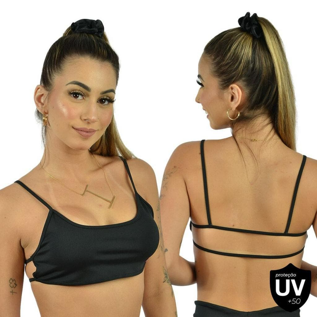 Top Alça Sem Costas Com Bojo Removível Fitness Feminino Academia Zero Transparência