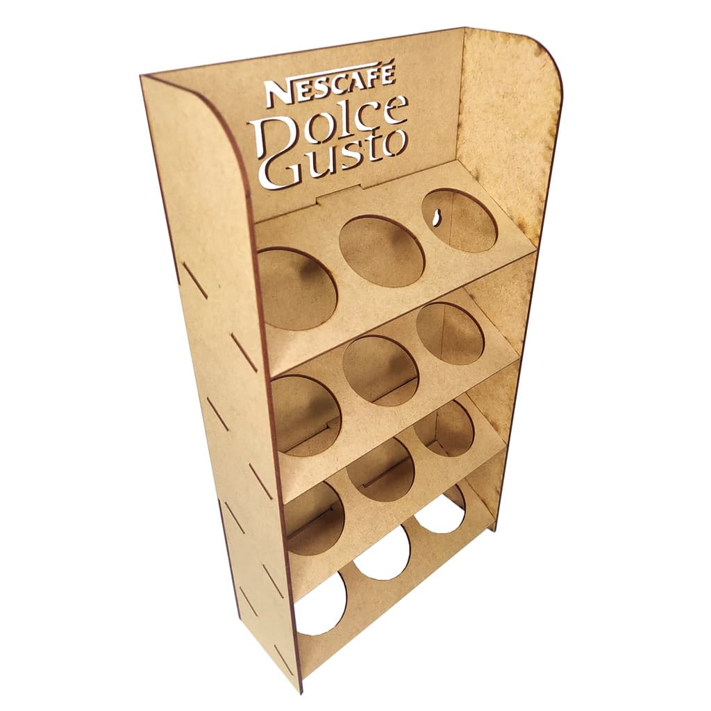 Organizador Porta Capsulas de Café Expresso Dolce Gusto capacidade 12 Cápsulas feito em Mdf Cru