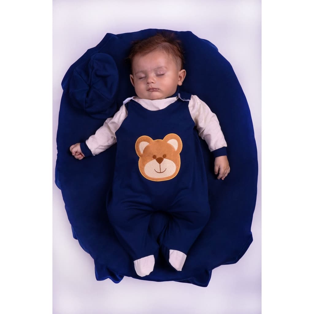 Saída Maternidade Menino Urso Marinho 04 Peças Roupas de Bebê