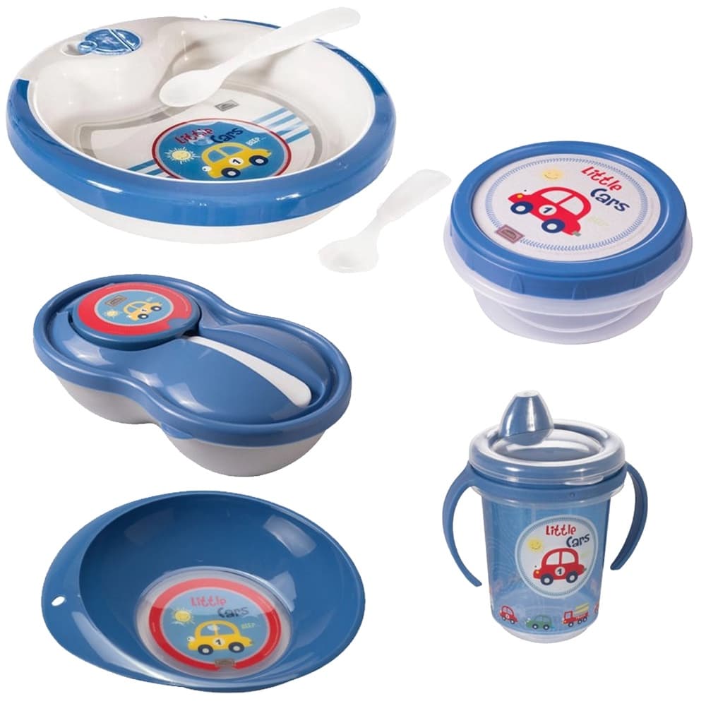 Conjunto Kit Refeicao Infantil Carrinho Bebe Prato Termico Copo Pote Papinha Prato Fundo Plasutil