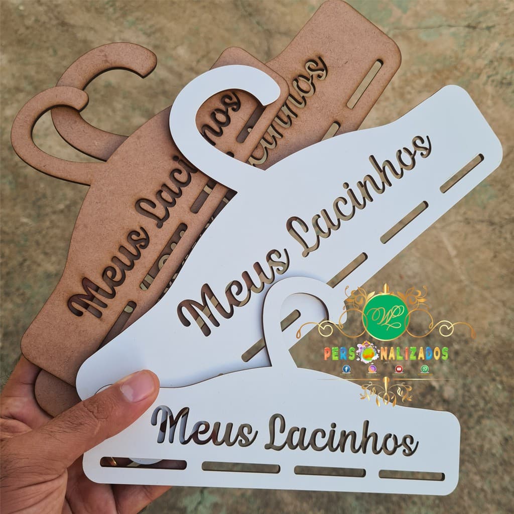 kits Cabide MDF Porta Laço Branco e Cru