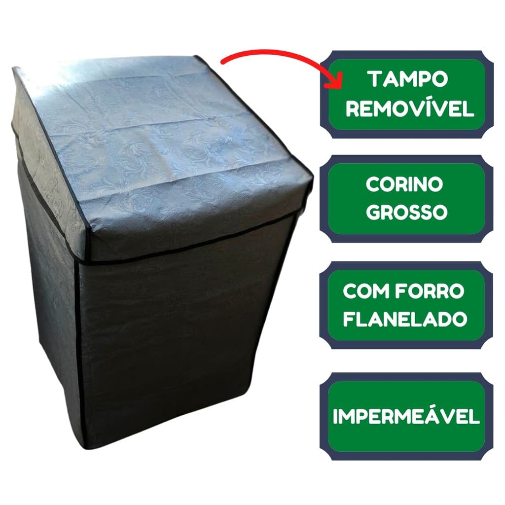 Capa para Máquina de Lavar Roupas Eletrolux 8Kg Brastemp Consul Panasonic Colormac protege contra poeira oxidação riscos