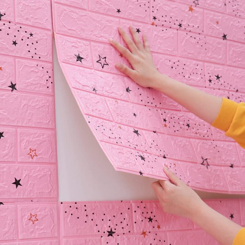 Cor de rosa Papel de parede infantil Adesivo autoadesivo para Espuma Decoração quarto sala de estar