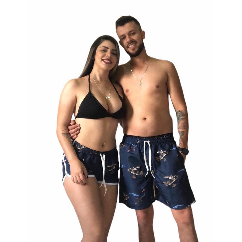 Short Casal Moda Praia  Kit 2 Peças Promoçâo