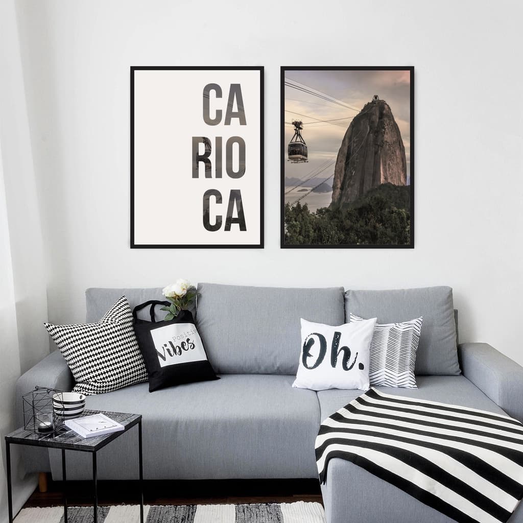 Quadros Decorativos Quadro Decorativo Dupla Carioca Pão De Açucar Bondinho Rio de Janeiro Moldura Caixa TokQuadros