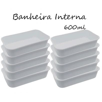 KIT 10 BANHEIRA PÁSSAROS 600ML GRANDE INTERNA BRANCA - CALOPSITA PERIQUITOS TRINCA FERRO PASSARO PRETO CANARIO