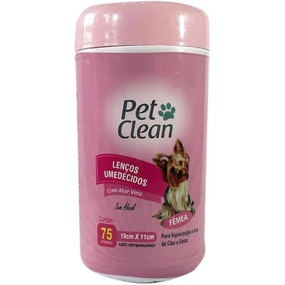 Lenços Umedecidos Fêmea Pet Clean 75 unidades