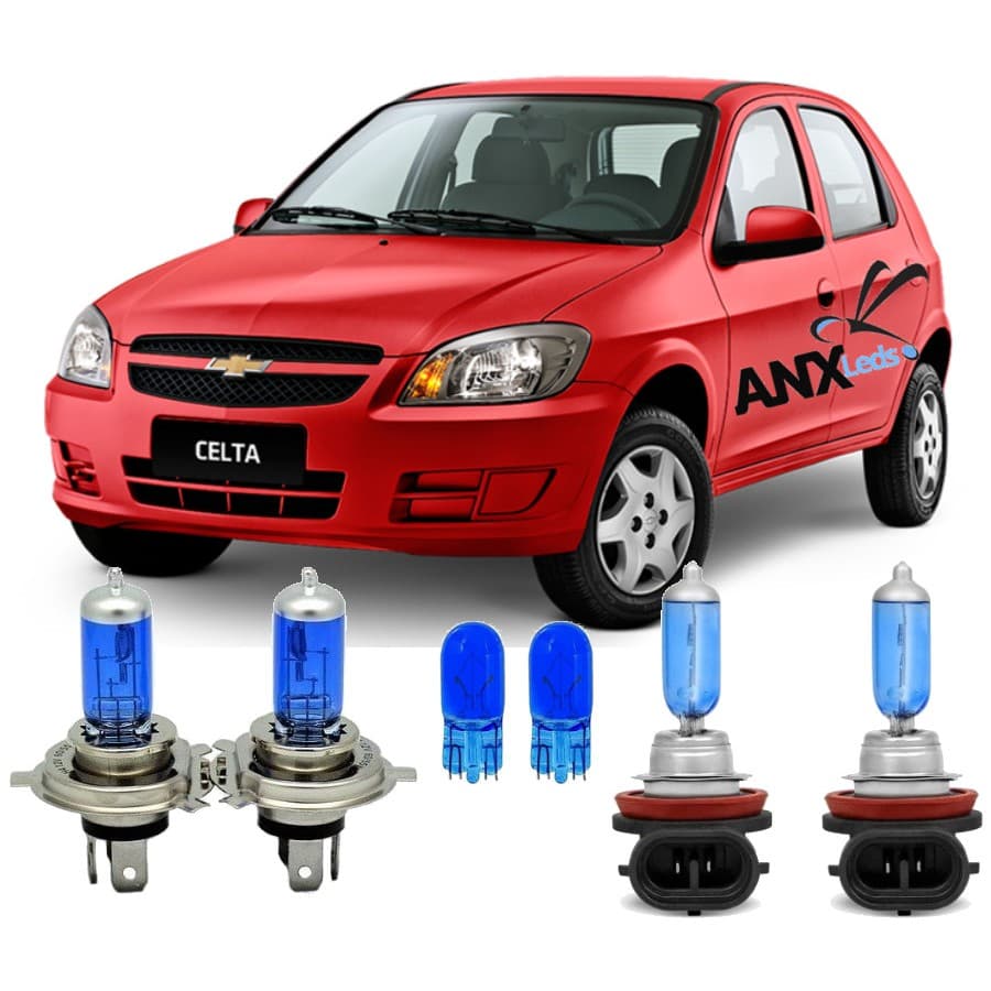 Kit Lampadas Super Branca Celta Farol Baixo/alto H4 + Hb4