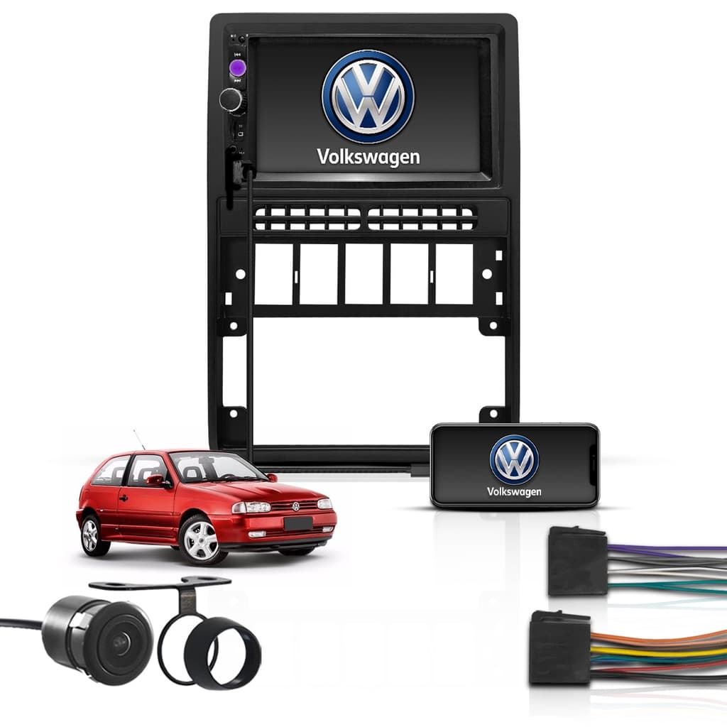 Kit Central Multimidia 2Din Gol G2 Bt Espelhamento Volkswagen