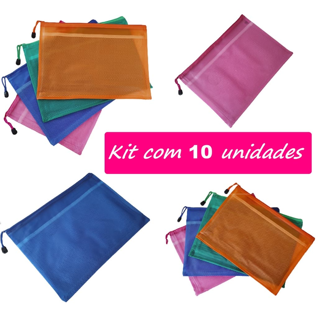 Kit 10 Pasta Organizadora Porta Documento Papel A4 Arquivo Divisória Malote Escritório